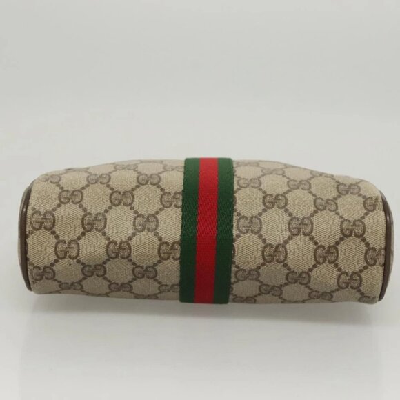 GUCCI GG Supreme Web Sherry Line Clutch Bag PVC Beige Red 75 01 012 Auth BA1881 - Picture 5 of 14